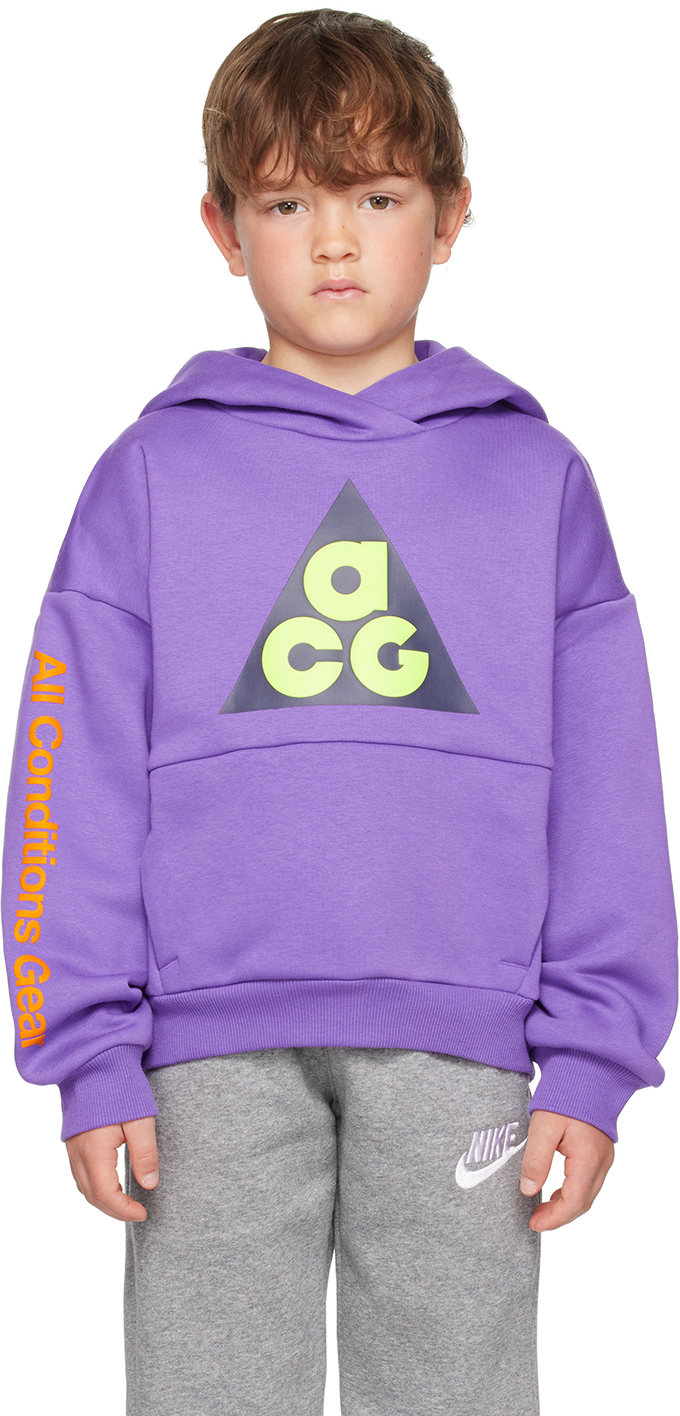 Nike Acg Icon Fleece Big Kids' Pullover Hoodie In Purple