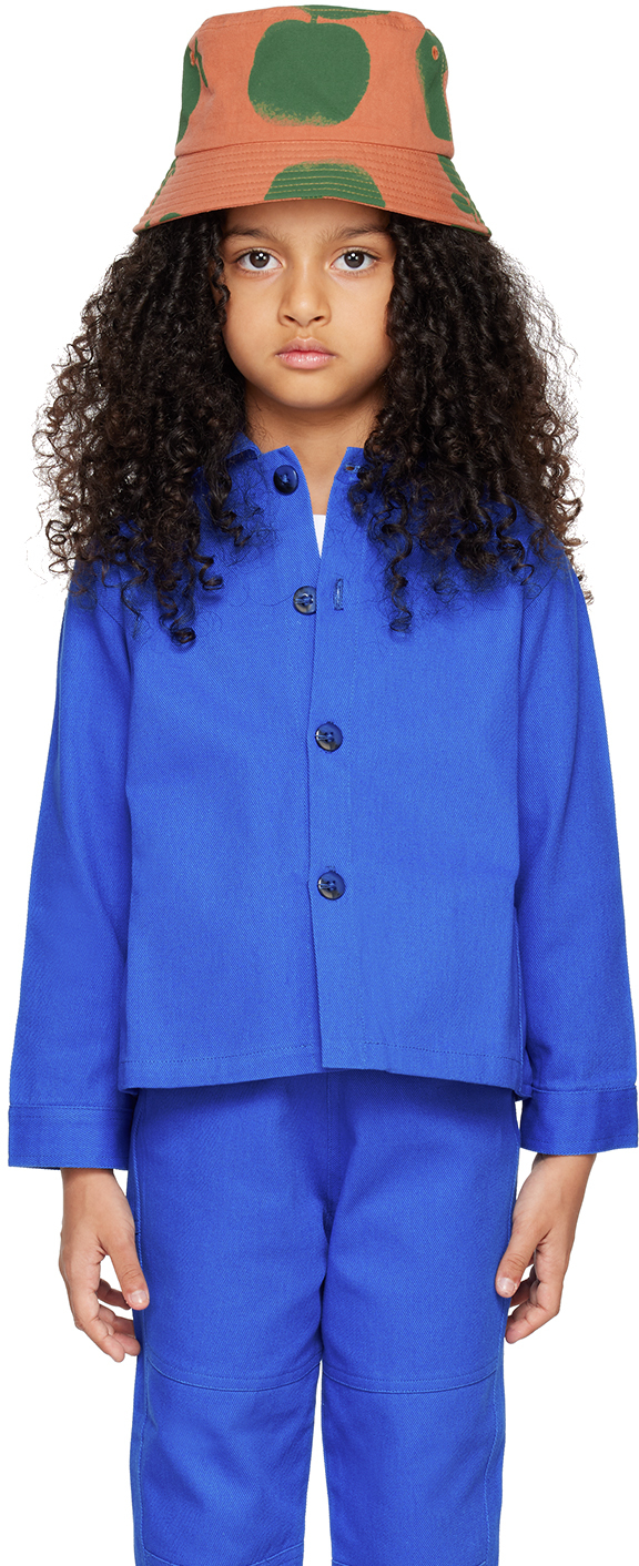 Esther Kids Blue Cardi Jacket In Cobalt Blue Twill-01