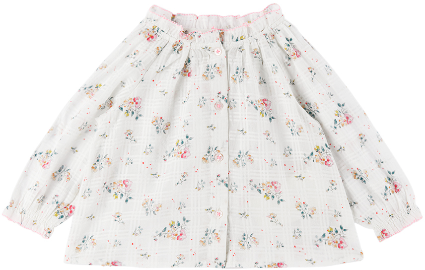 Bonton Babies' Floral-print Cotton Shirt In Fleur Odette