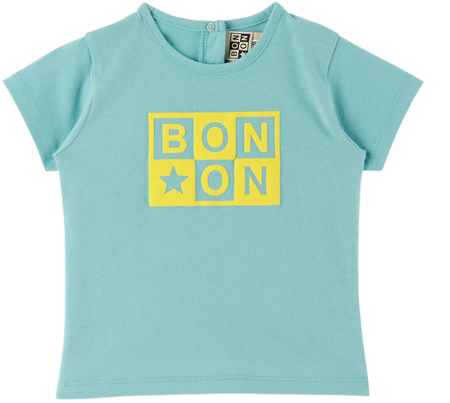 Bonton Baby Blue Bonded T-shirt In Bleu Merveilleux