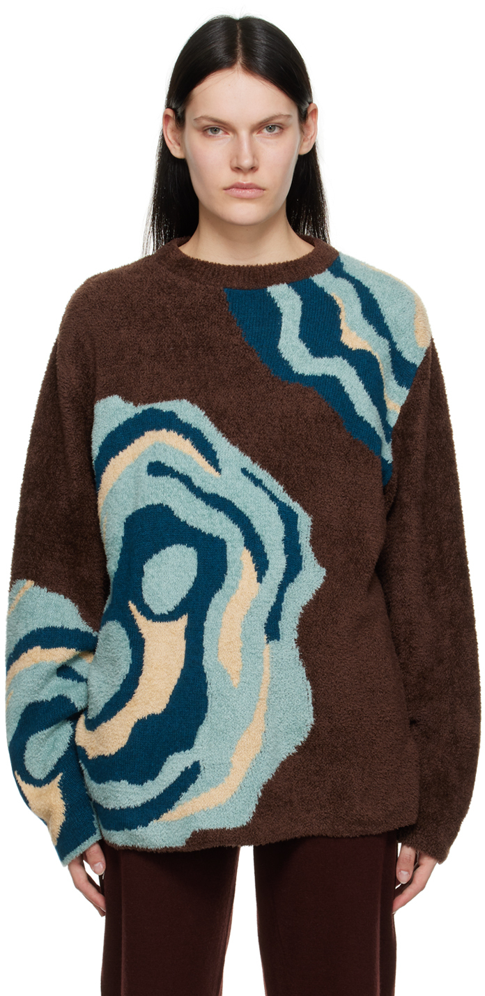 The Elder Statesman Brown Ollio Geode Sweater In C562 Rst/pck/trk/khk
