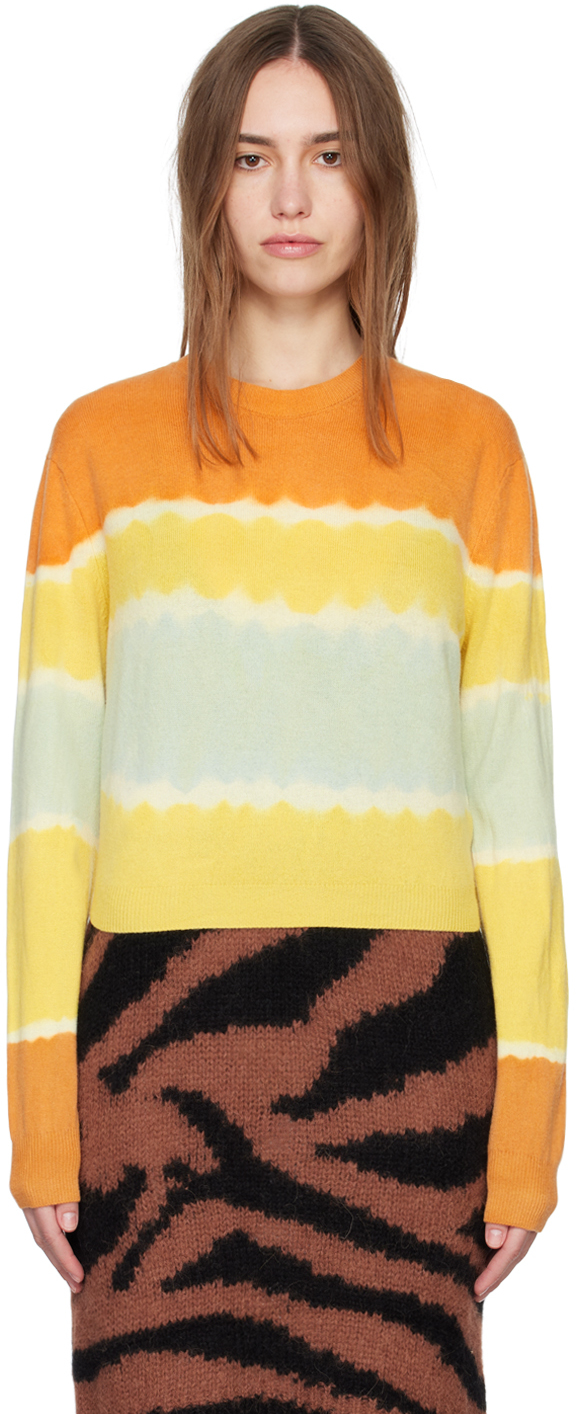 Shop The Elder Statesman Multicolor Deep Dive Crewneck Sweater In C538 Ivory W/ Shn/tr