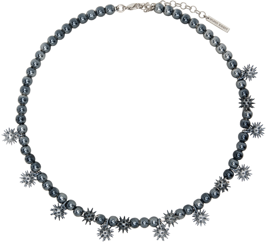 HUGO KREIT SSENSE Exclusive Navy Spiky Ball Necklace