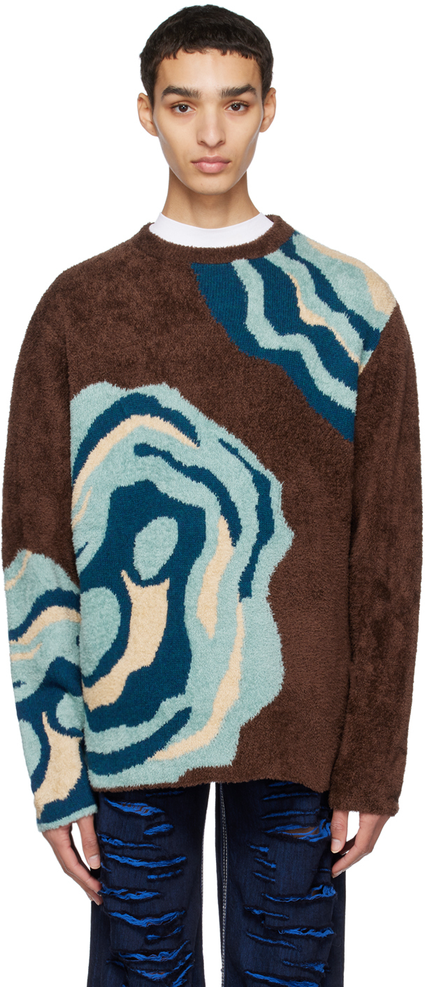 The Elder Statesman: Brown Intarsia Sweater | SSENSE