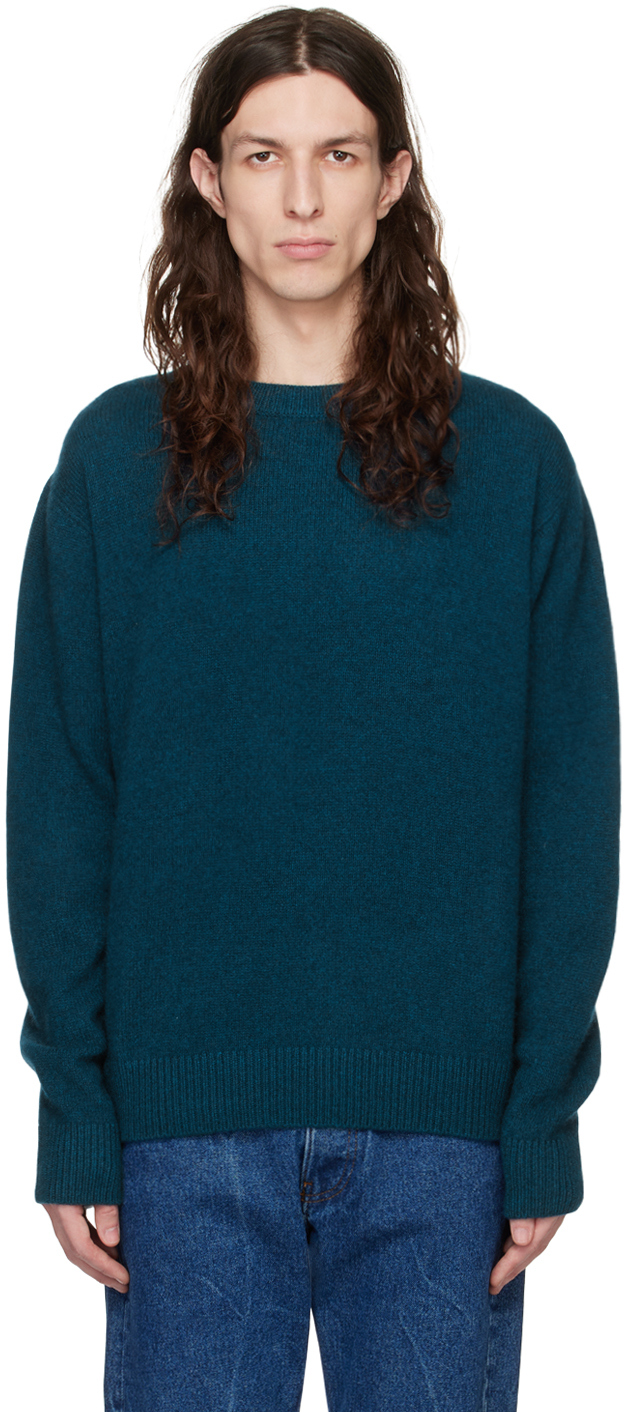 The Elder Statesman Simple Gender Inclusive Cashmere Sweater In 460 Peacock