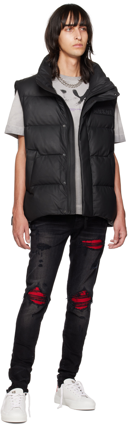 Mackage ブラック キルティングレザー ダウンベスト