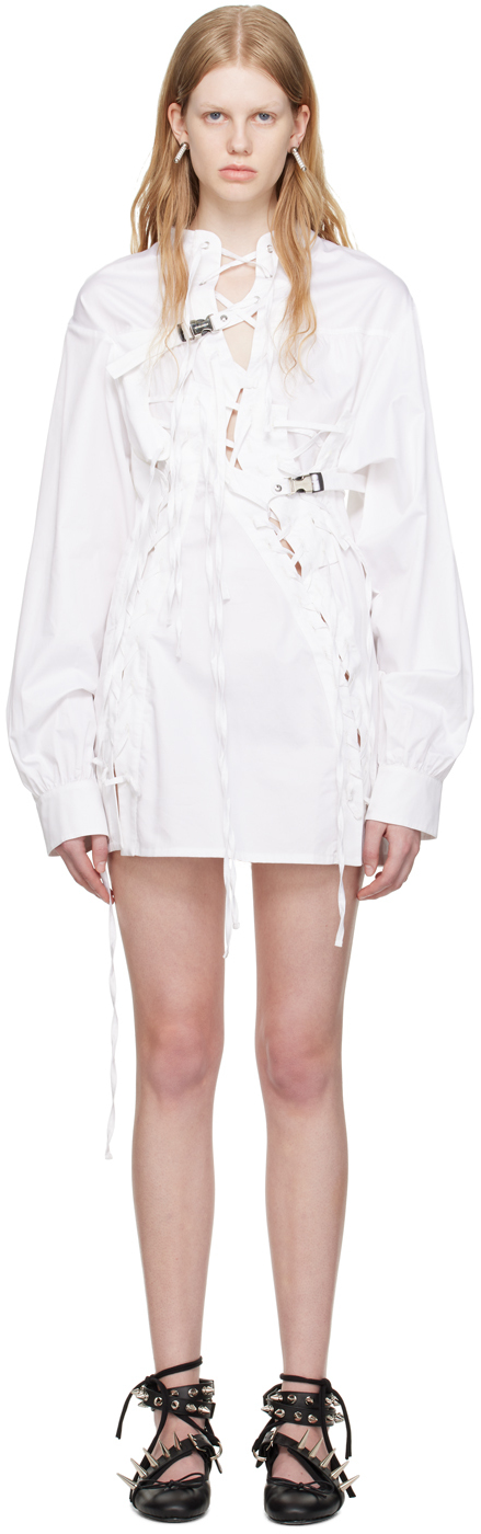 Ottolinger Ssense Work Capsule – White Lace-up Minidress