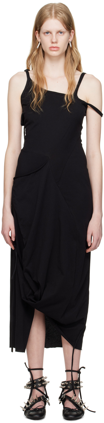 Black Multi-Strap Midi Dress