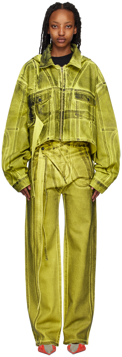 Ottolinger Ssense Exclusive Yellow & Black Denim Jacket In Yellow/black