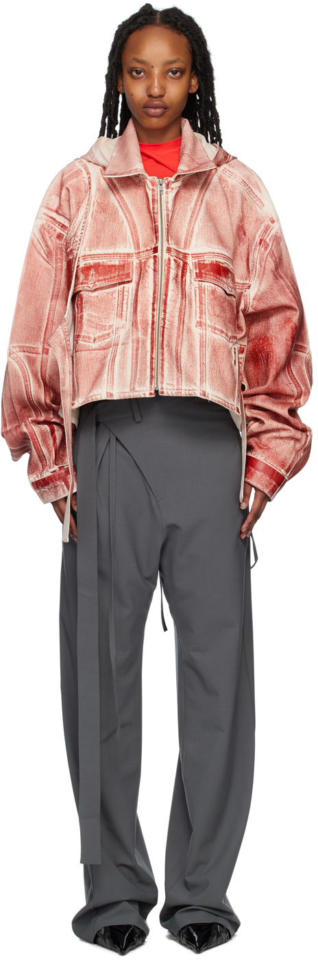 Ottolinger Ssense Exclusive Red Denim Jacket In Red/sand