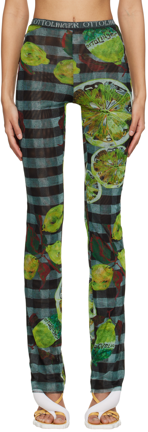 Ottolinger Lemon-print Slim-fit Trousers In Green