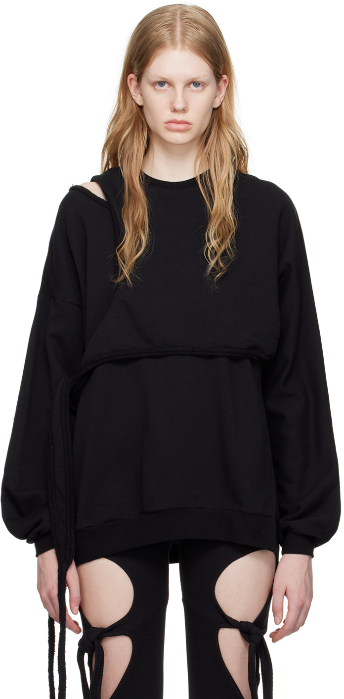 Black Wrap Sweatshirt by Ottolinger on Sale