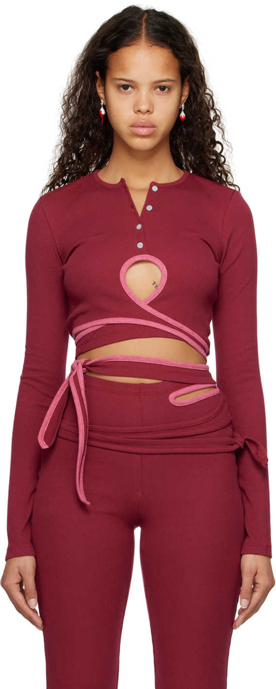 Ottolinger Cut-out Wrap Top In Burgundy