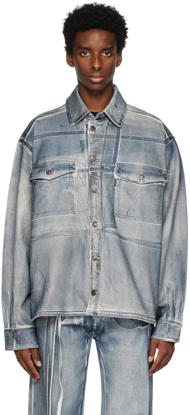 Ottolinger Long-sleeve Denim Shirt In Blue