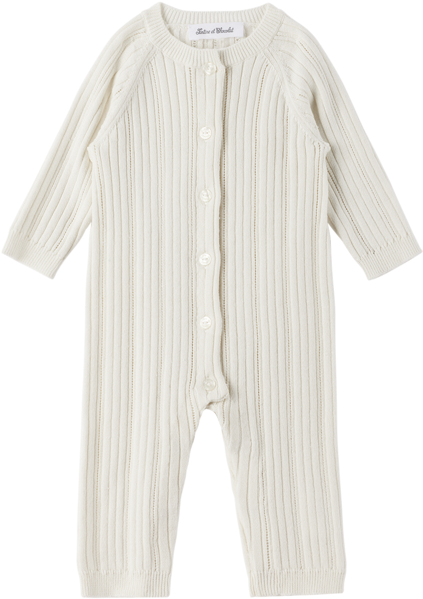 Tartine Et Chocolat Baby Off-white Buttoned Jumpsuit In 11 Ecru