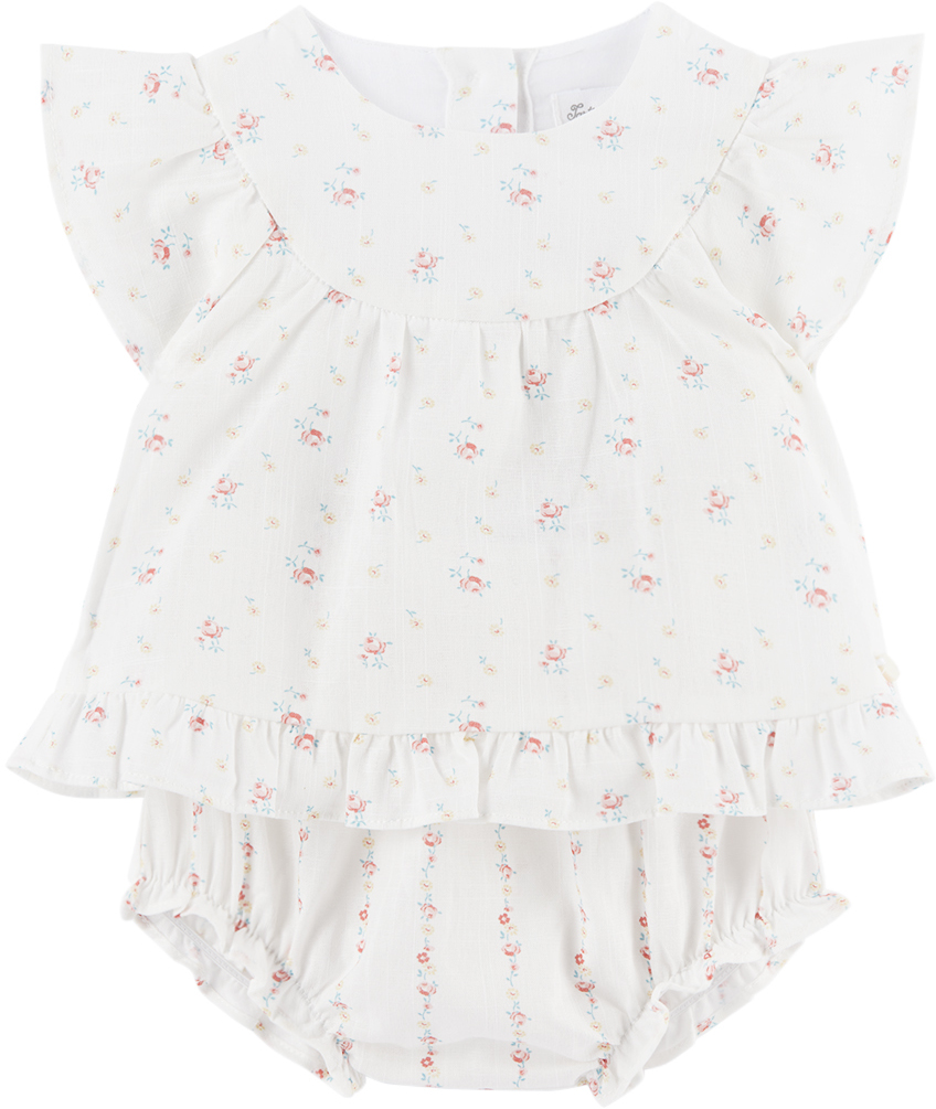 Baby White Shirt & Shorts Set by Tartine et Chocolat on Sale