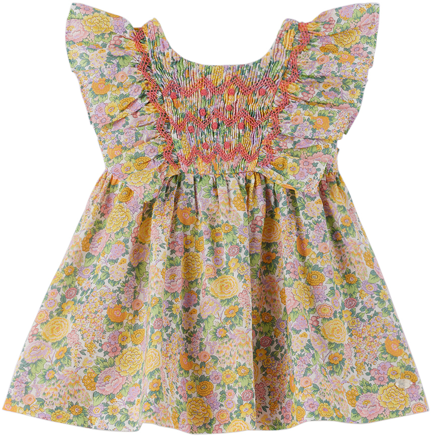 Tartine Et Chocolat Babies' Floral-embroidered Cotton Dress In Pink