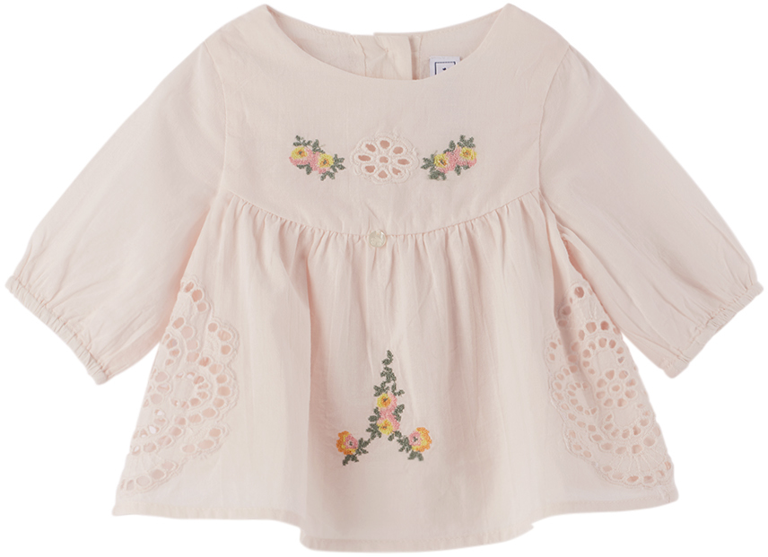 Tartine Et Chocolat Baby Pink Embroidered Shirt In 31 Rose Pale