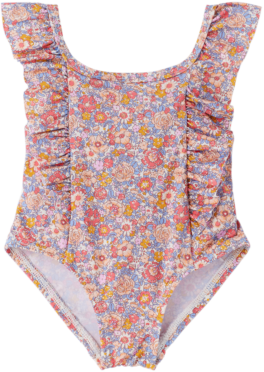 Tartine Et Chocolat Baby Ruffled Floral Swimsuit In Blush