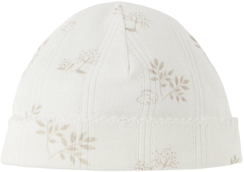 Shop Tartine Et Chocolat Baby White Floral Beanie In 11 Ecru