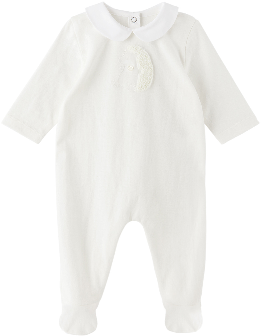 Tartine Et Chocolat Baby White Jumpsuit & Comforter Toy Set In 11 Ecru