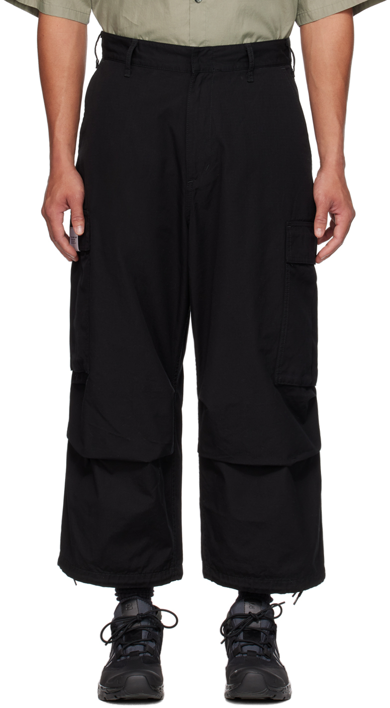 Black Wide Cargo Pants by Neighborhood on Sale