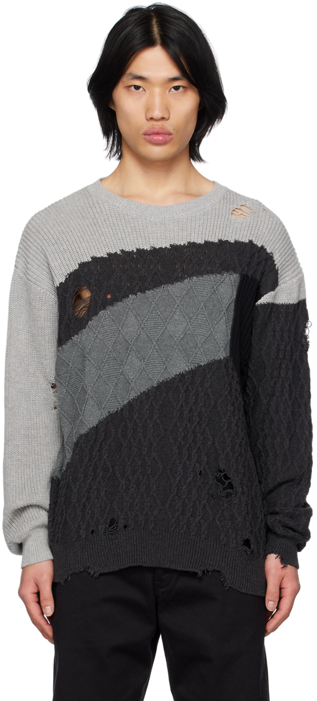 Neighborhood: Gray Patchwork Sweater | SSENSE