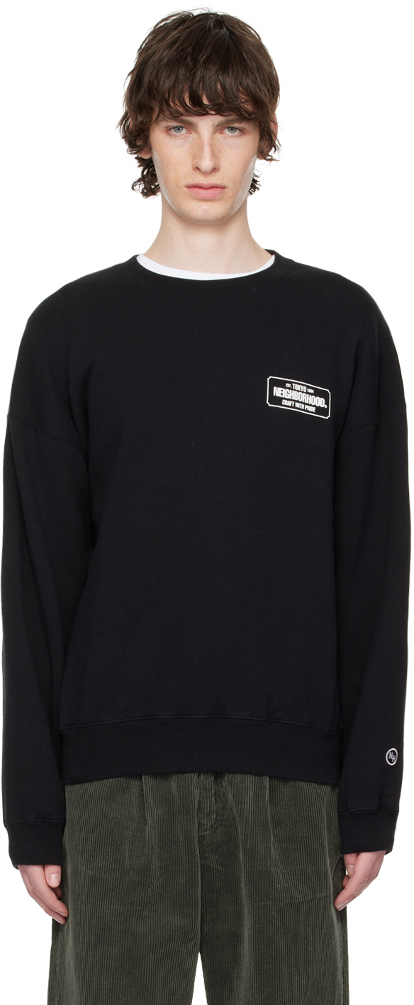 Neighborhood: Black Printed Sweatshirt | SSENSE