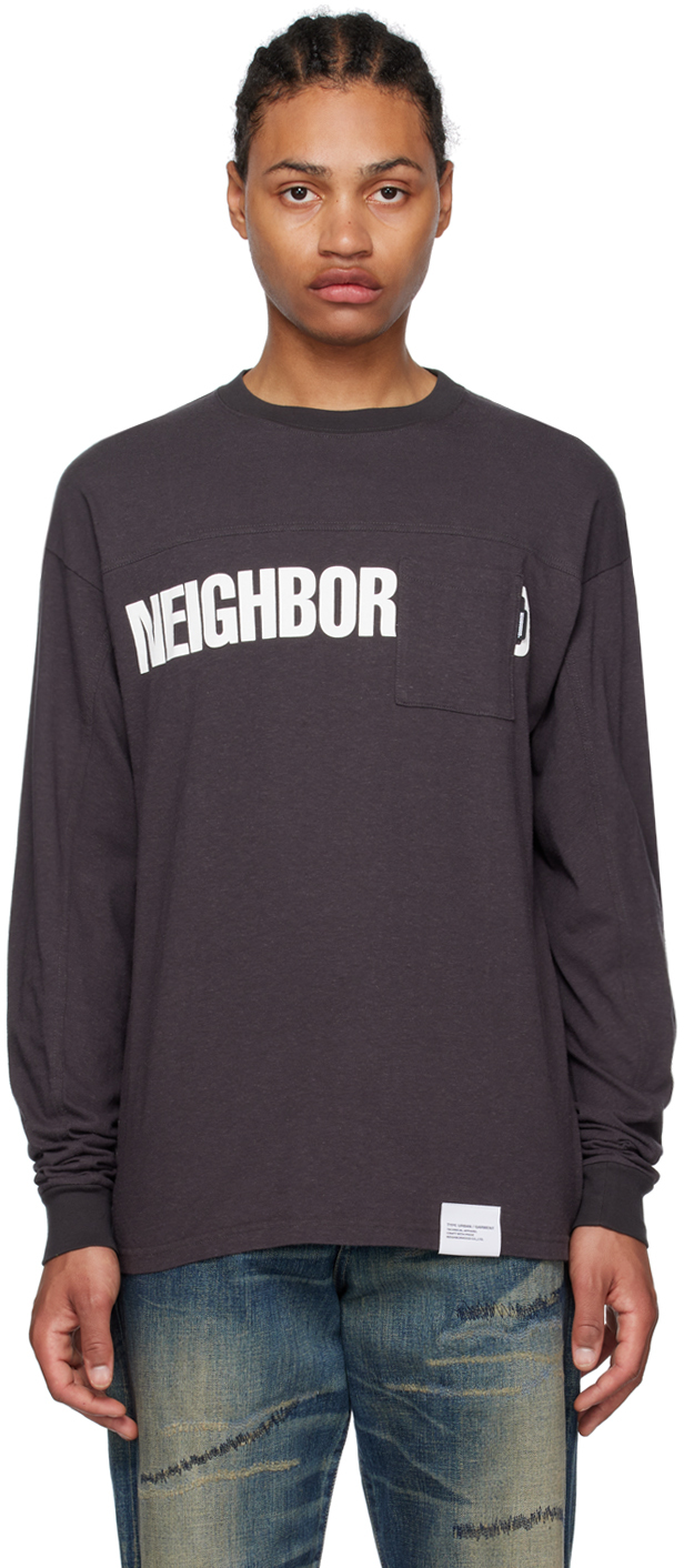 Gray Printed Long Sleeve T-Shirt