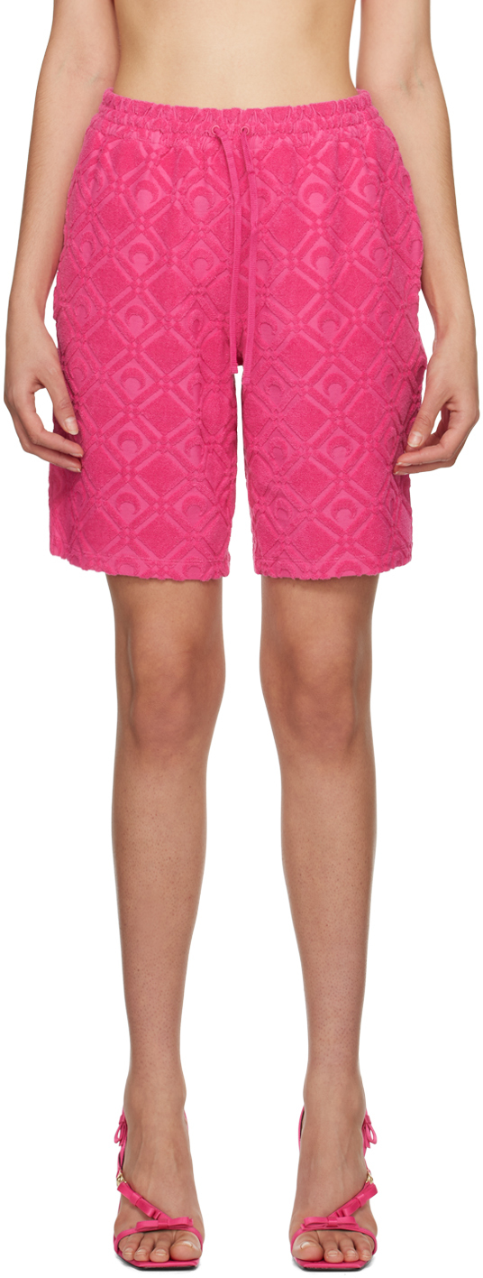 Marine Serre Pink Jacquard Shorts