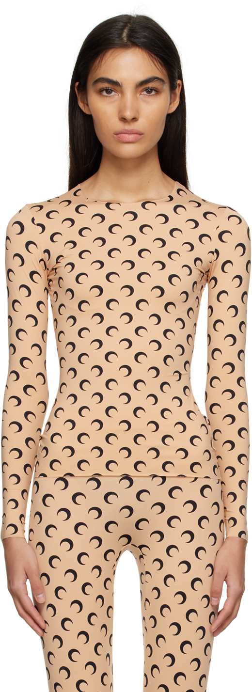 Marine Serre Fuseaux Leggins Tan/black