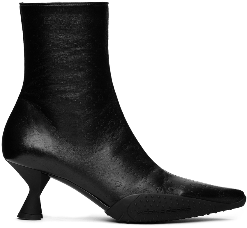 Marine Serre Leather Ankle Boots In Black
