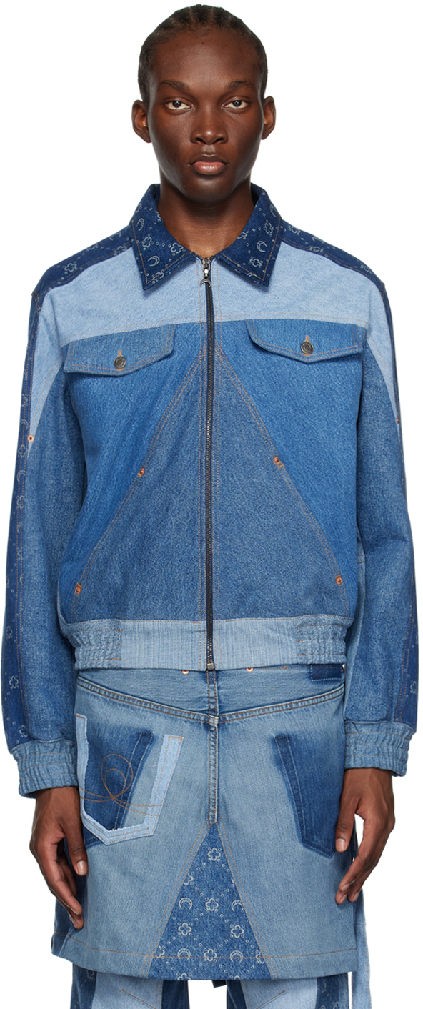 MARINE SERRE BLUE MOONOGRAM DENIM JACKET