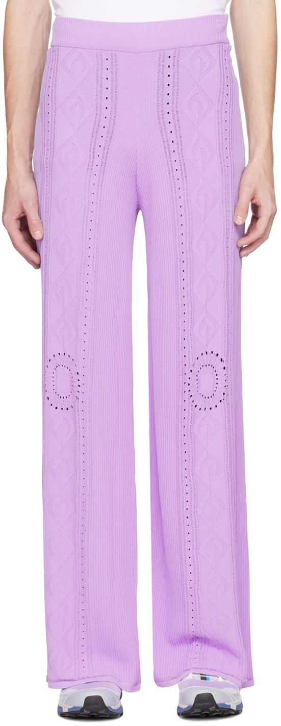 Marine Serre Pointelle-knit Trousers In 07 Lilac