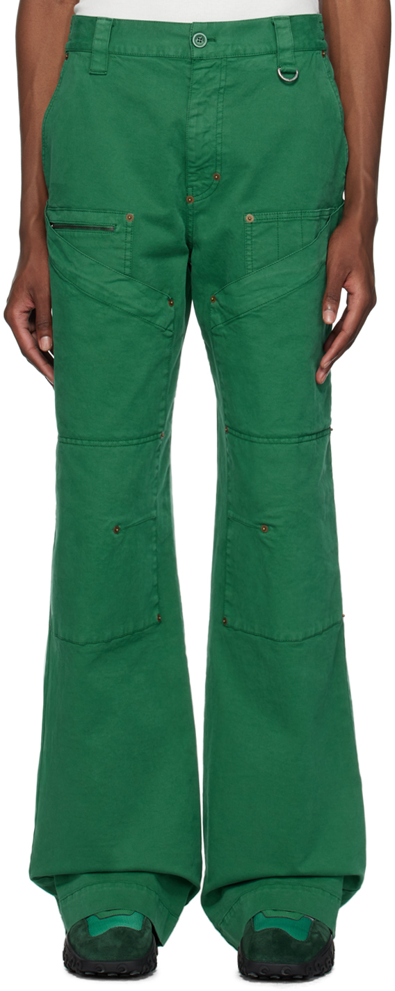Marine Serre Workwear G. Dye Trousers In Evergreen