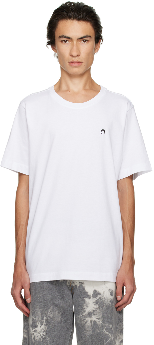 Marine Serre Crescent Moon-embroidered T-shirt In White