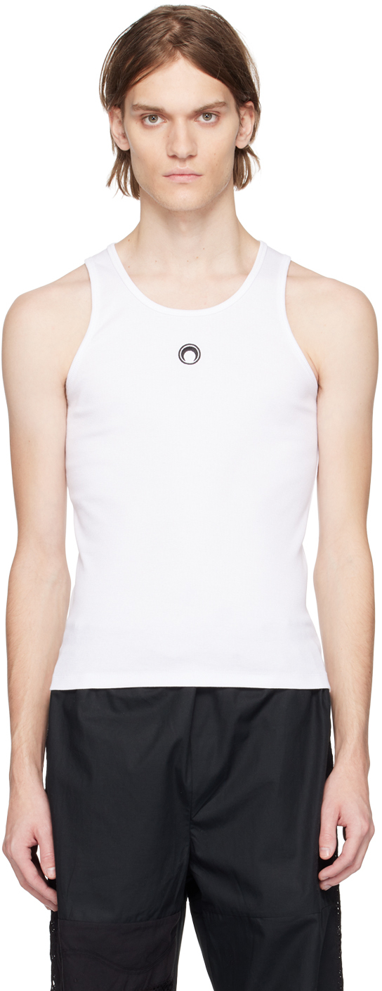 Shop Marine Serre White Fitted Tank Top In 01 White