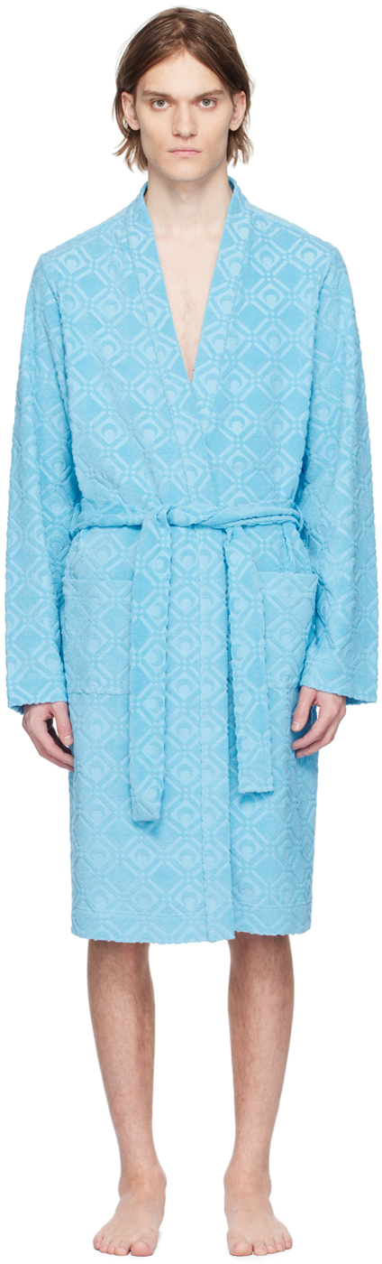 Shop Marine Serre Blue Jacquard Robe In 06 Aquarius Jacquard