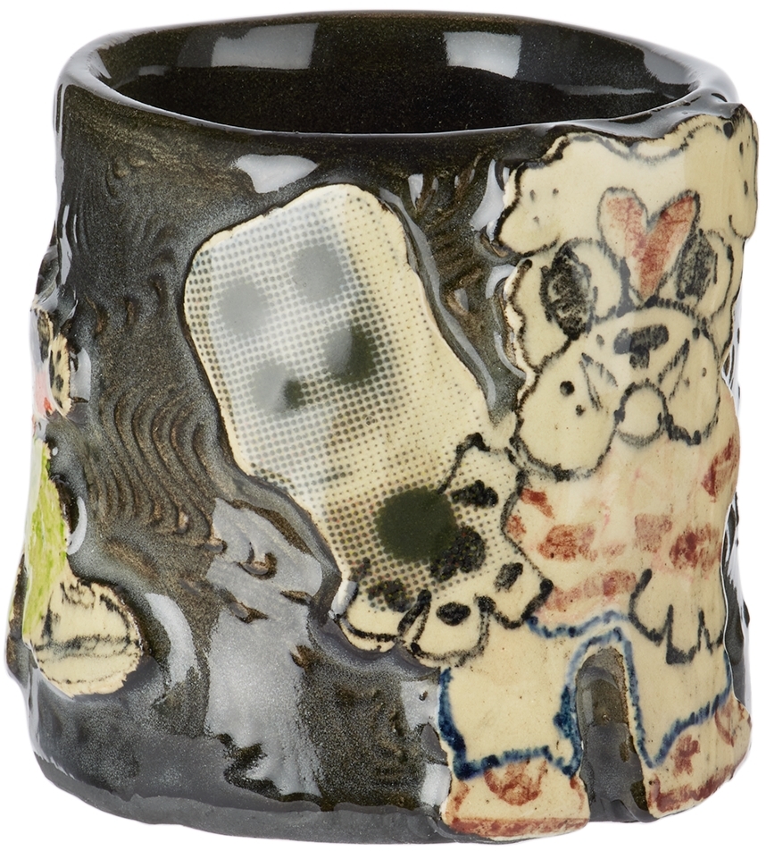 Handle With Care By Christian Moses Black Big Dog Ripple Cup In Black Background/ Co
