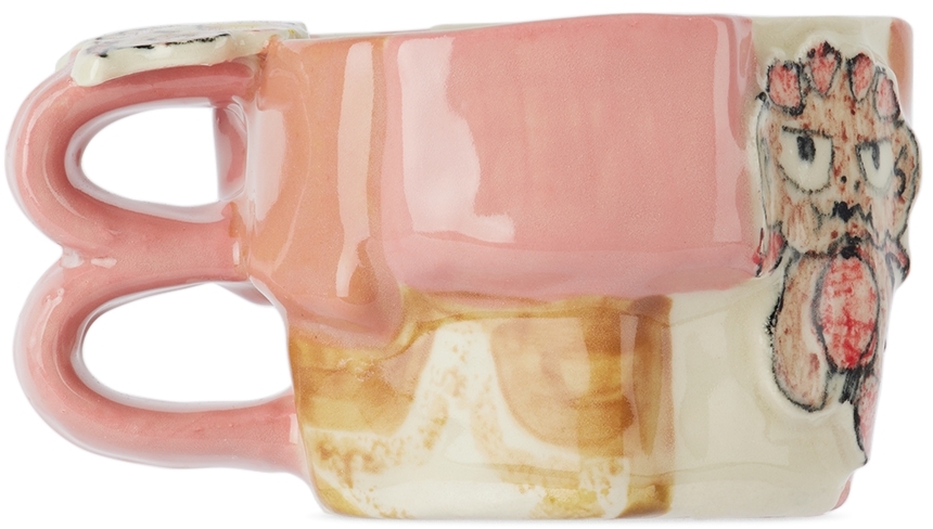 Handle With Care By Christian Moses Pink & White Tiny Dancer Patchwork Mug In Pink And White