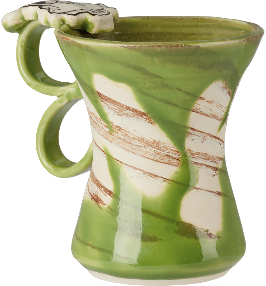 Handle With Care By Christian Moses Green New York Mug In Green W/ Marble Body