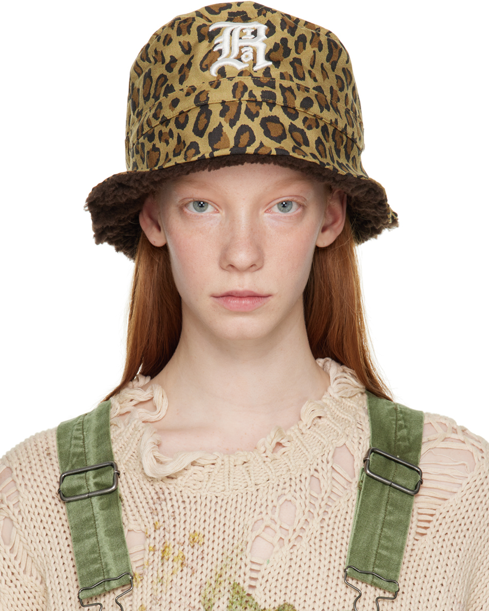 R13 Bucket Hat In Leopard W/brown