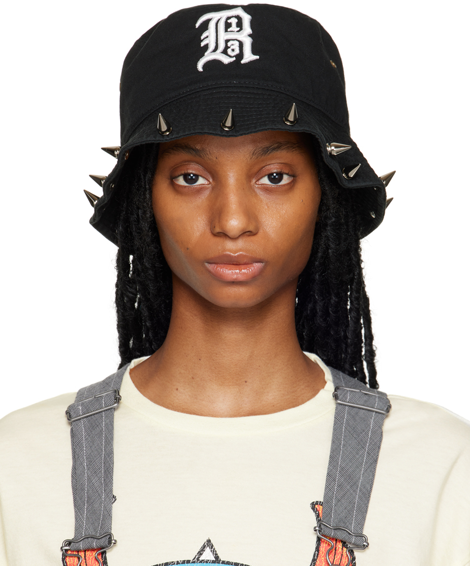 Black Studded Bucket Hat by R13 on Sale