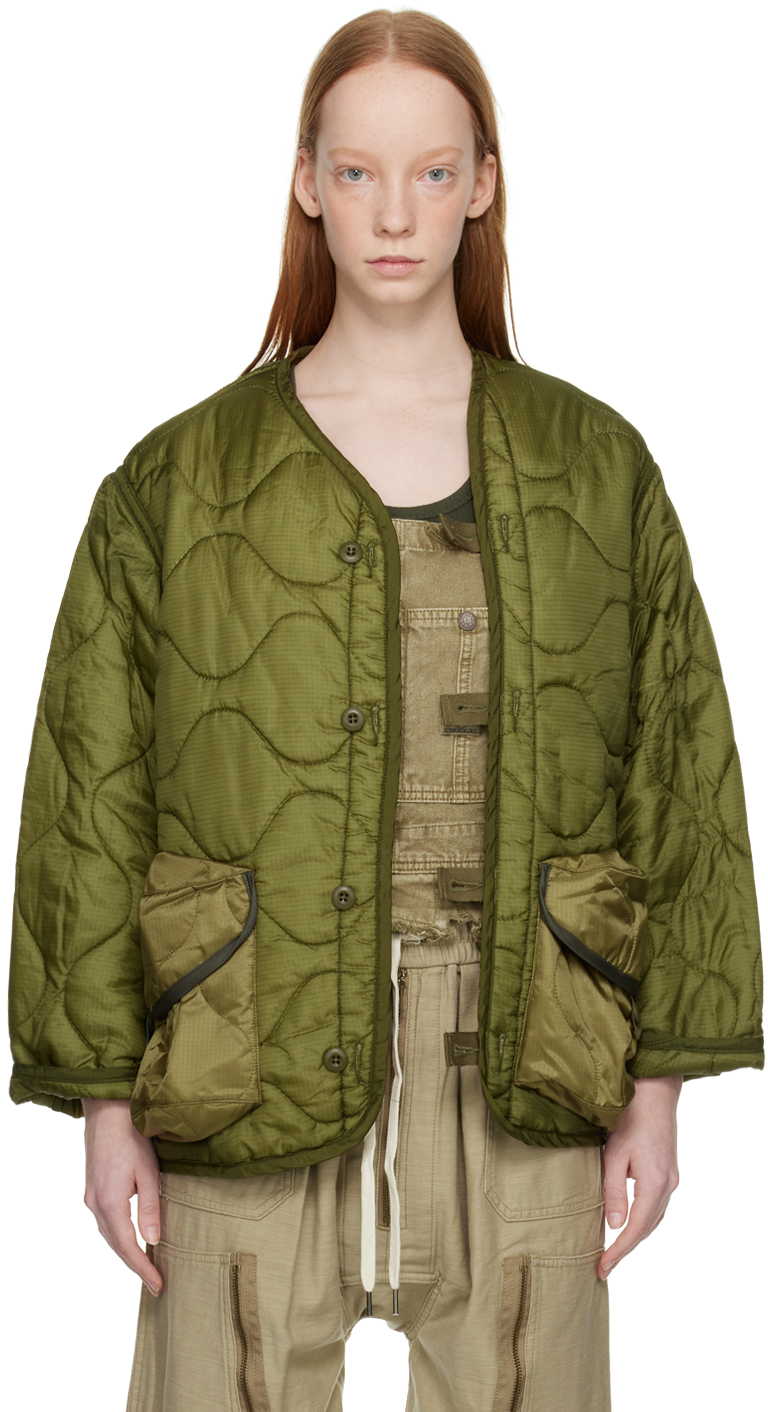 R13 Khaki Quilted Jacket In Olive ModeSens