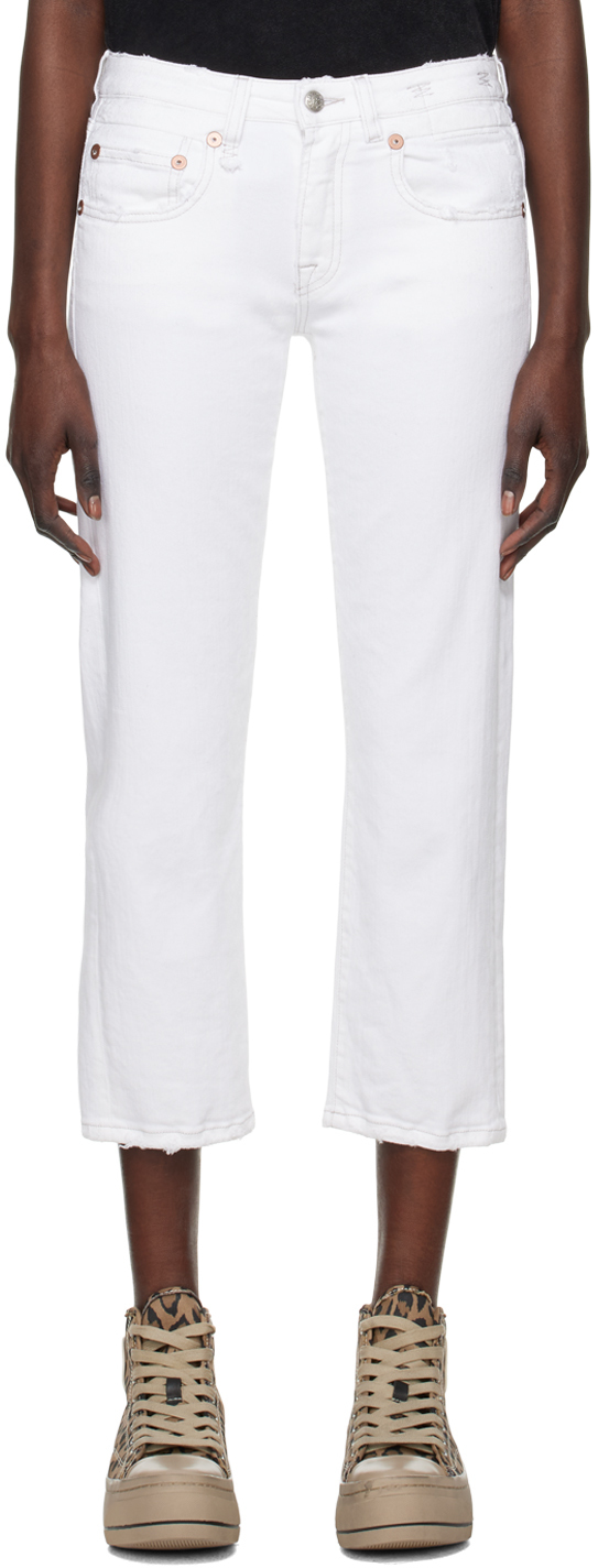 R13 Off-white Straight-leg Jeans In Bale White
