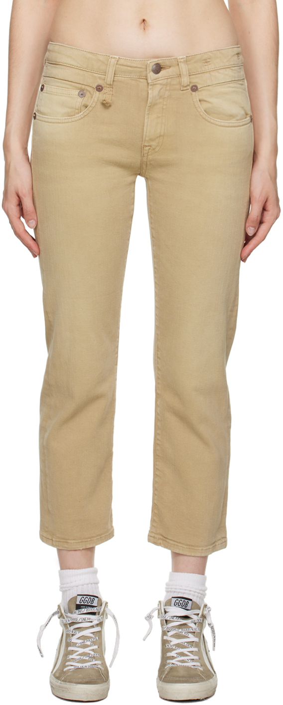 Beige Boy Straight Jeans by R13 on Sale