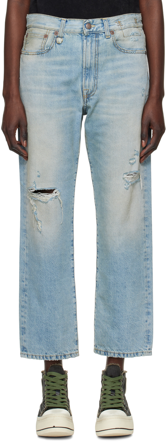Shop R13 Blue Boyfriend Jeans In Easton Blue