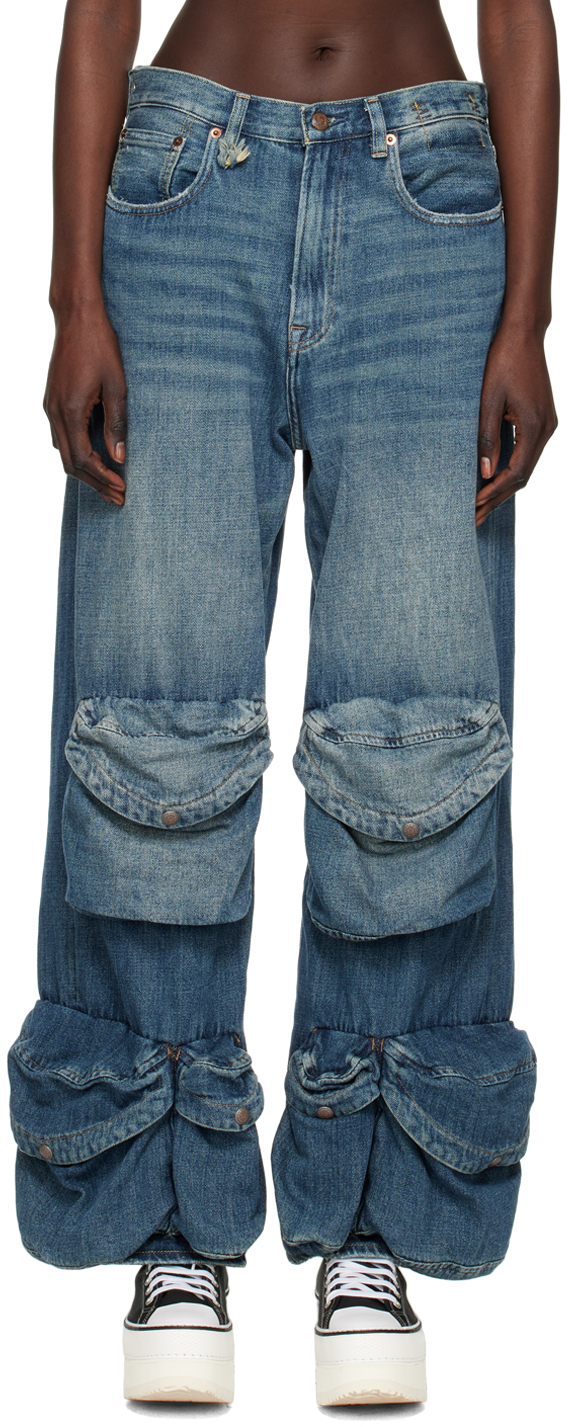 R13: Blue Multipocket Utility Jeans | SSENSE