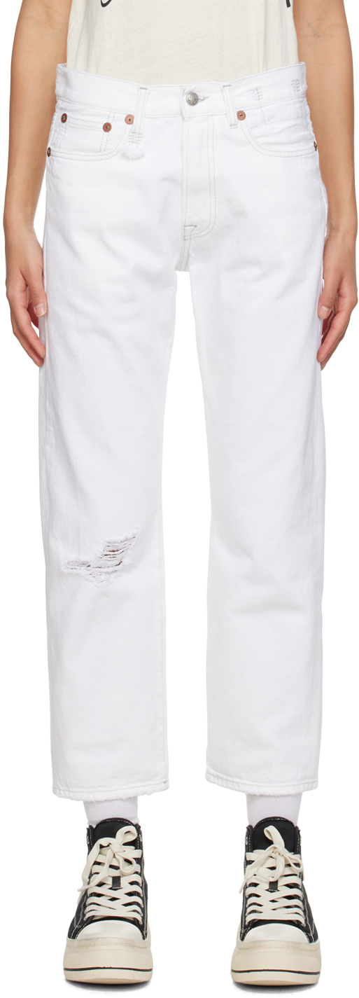 R13 White Boyfriend Jeans In Holden White