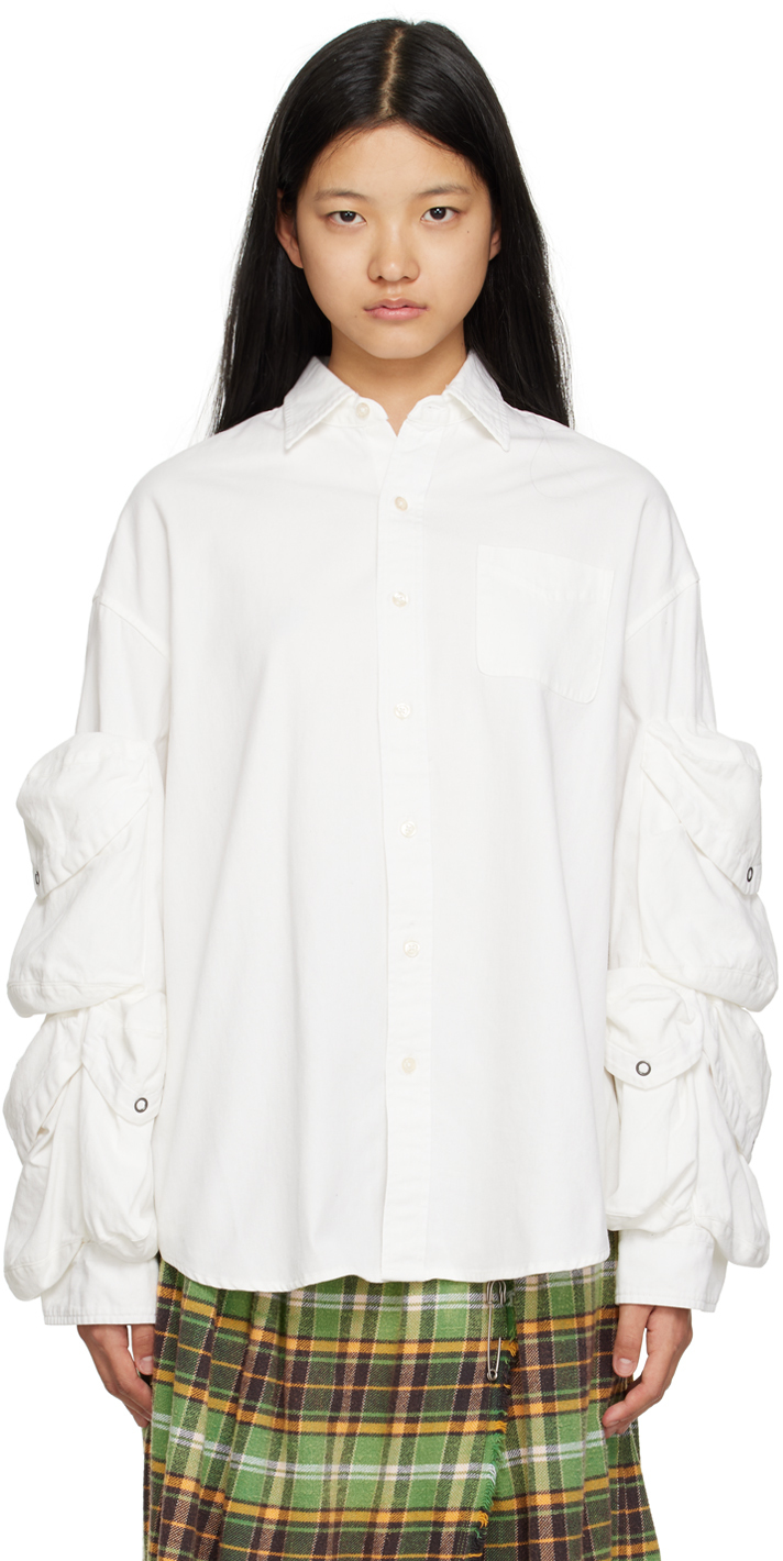 R13 White Multi-pocket Shirt